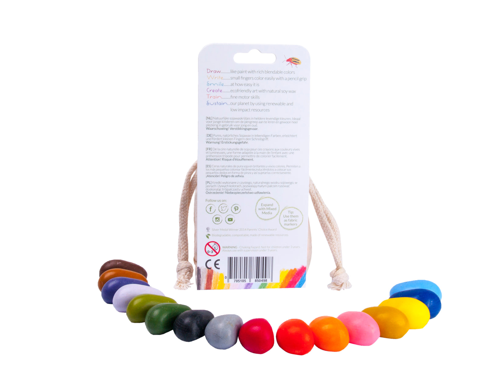 Crayon Rocks zestien stuks in ecru katoenen zakje - ollibob kosmische kinderwinkel