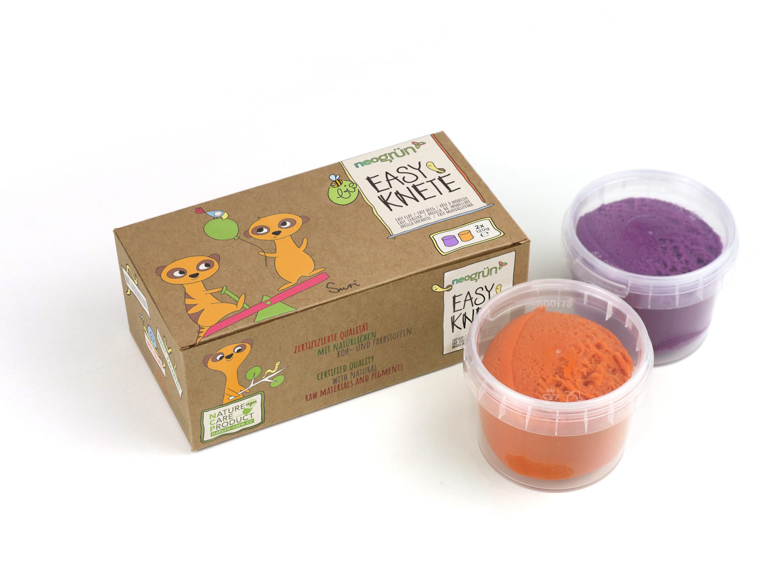 Neogrun klei set Suri (2 stuks) oranje en paars - ollibob kosmische kinderwinkel